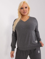Hurt Ciemnoszara bluzka plus size z dekoltem w serek 