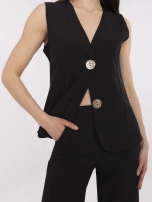 Czarny elegancki komplet damski z kamizelką