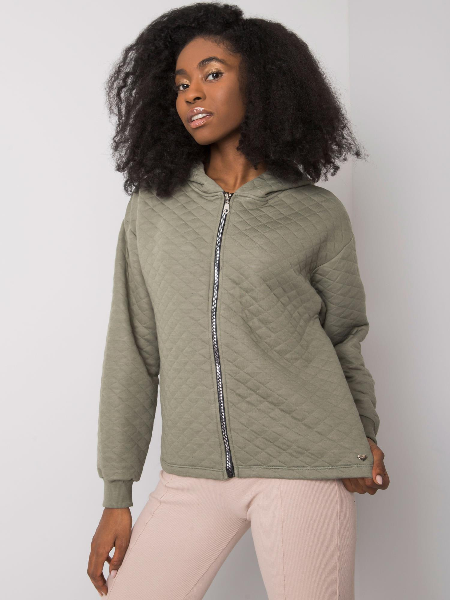 Light khaki quilted basic hoodie Melanie.