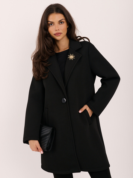 Black foam coat with button closure RUE PARIS.