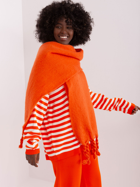 Hurtownia Pomarańczowy zimowy szal damski