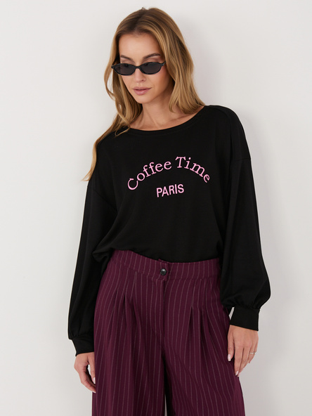 Černá dámská mikina oversize RUE PARIS.