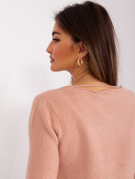 Hurt Jasnoróżowy sweter klasyczny z dekoltem V