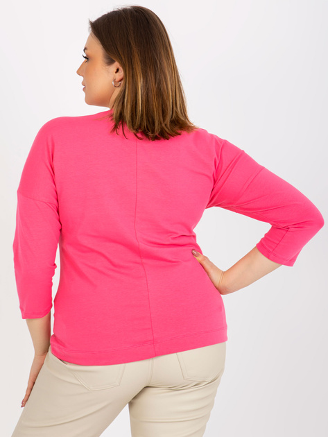 Hurt Różowa bluzka plus size z aplikacją i ściągaczem