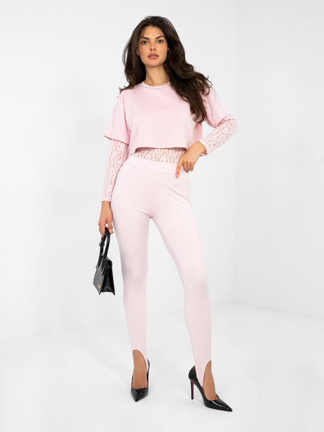 Pastelowe różowe dopasowane body z efektem 2w1