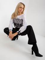 Hurt Biała damska bluzka wizytowa z koronką i wiązaniem