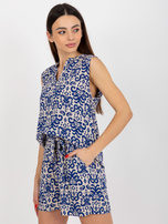 Hurt Ciemnoniebieska bluzka we wzory z dekoltem V FRESH MADE