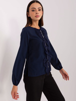 Hurt Granatowa damska bluzka wizytowa z perełkami 