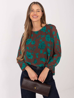 Brązowo-zielona bluzka plisowana Liana 