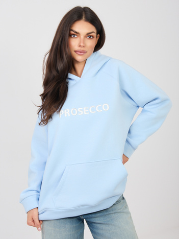 Pastelowa niebieska bluza kangurka z ociepleniem RUE PARIS 