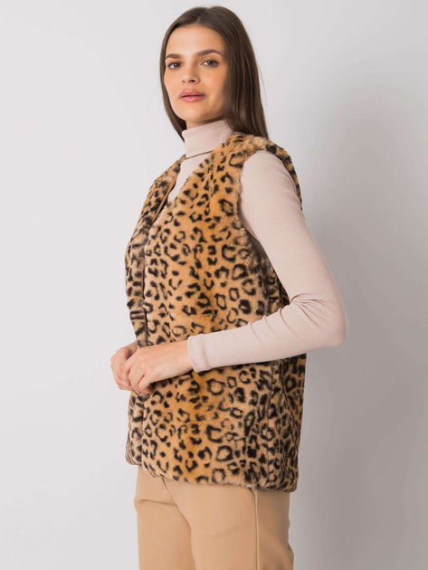 Beżowa kamizelka futrzana w cętki Perrina