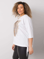 White plus size blouse with Darren applique