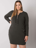 Khaki Plus-Size-Kleid mit Taschen Alessia.
