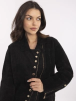 Schwarze Damenjacke Alpaka mit Taschen.