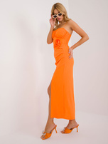 Hurt Pomarańczowa sukienka koktajlowa z marszczeniami