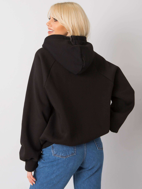 Czarna ocieplana bluza oversize z kapturem Alice