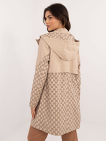 Hurtownia Beżowa kurtka przejściowa parka z kapturem