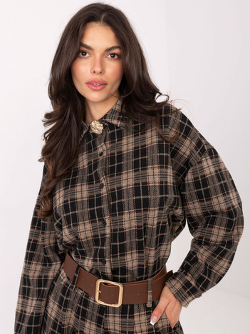 Beżowa flanelowa koszula w kratę