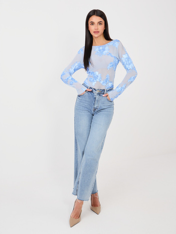 Jasnoniebieska elegancka bluzka z siateczki