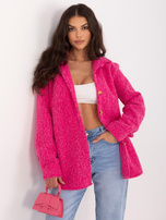 Fuksjowa koszulowa kurtka z dzianiny boucle RUE PARIS 