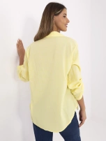 Żółto-biała koszula damska z długim rękawem