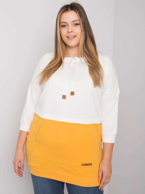 Ecru-żółta bluza plus size bez kaptura Sira