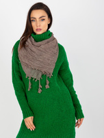 Hurt Ciemnobrązowa chusta z ozdobnym wykończeniem