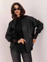 Black leather jacket with velvet lining.