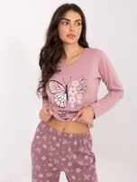 Jasnoróżowa dwuczęściowa piżama z bawełny