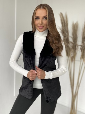Czarna kamizelka futrzana damska Loxxley