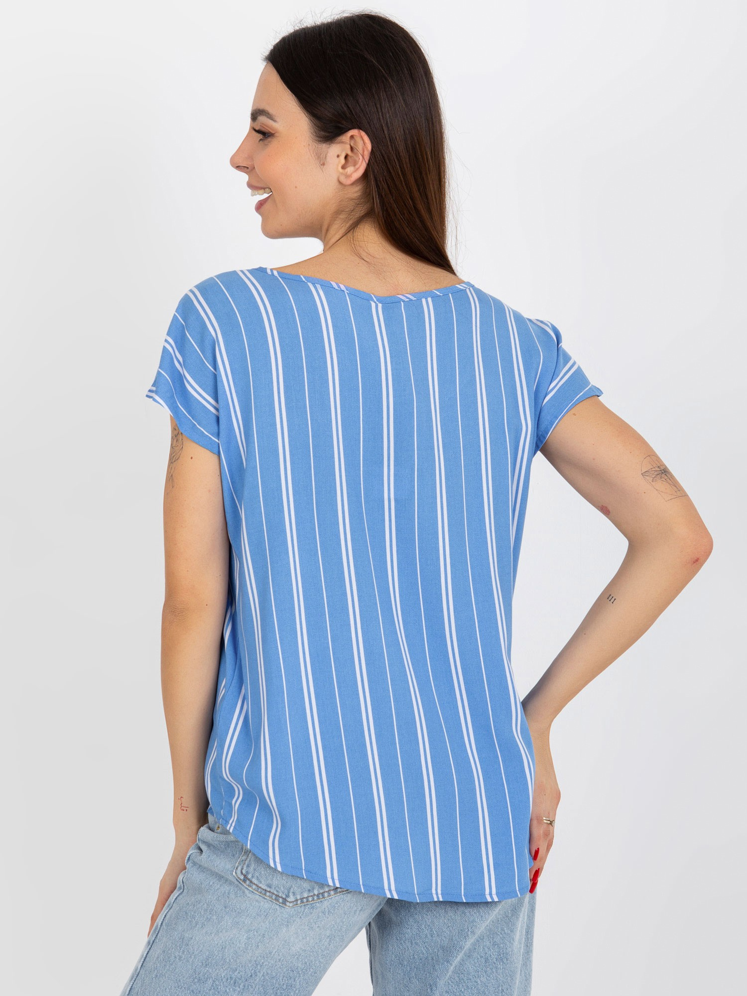Hurt Blue striped short-sleeve blouse SUBLEVEL.