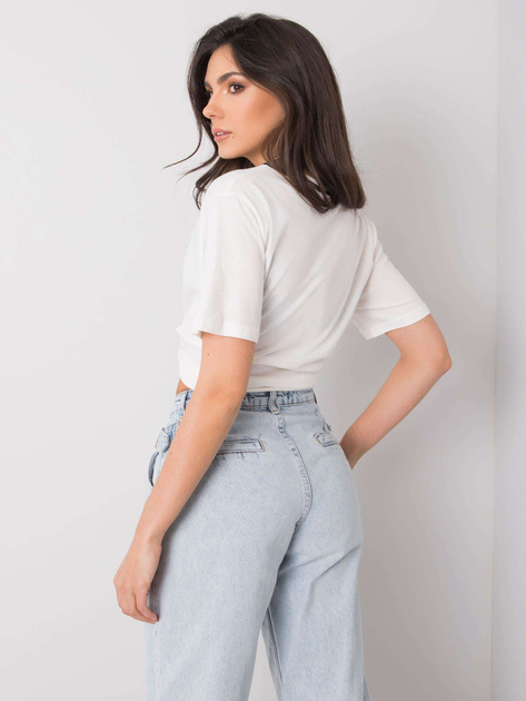 Ecru t-shirt bawełniany Elianna RUE PARIS