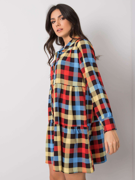 Czerwono-niebieska sukienka w kratę Jendayi