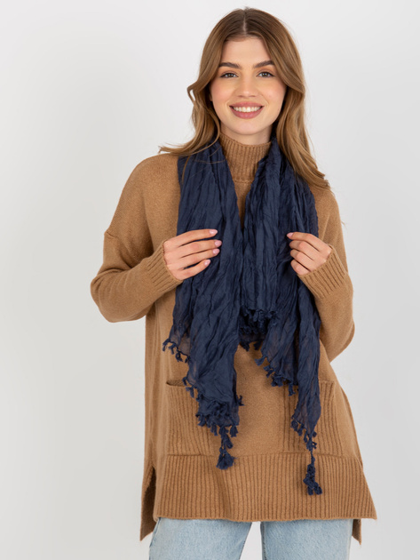 Hurtownia Brudnoniebieska damska chusta z marszczeniem