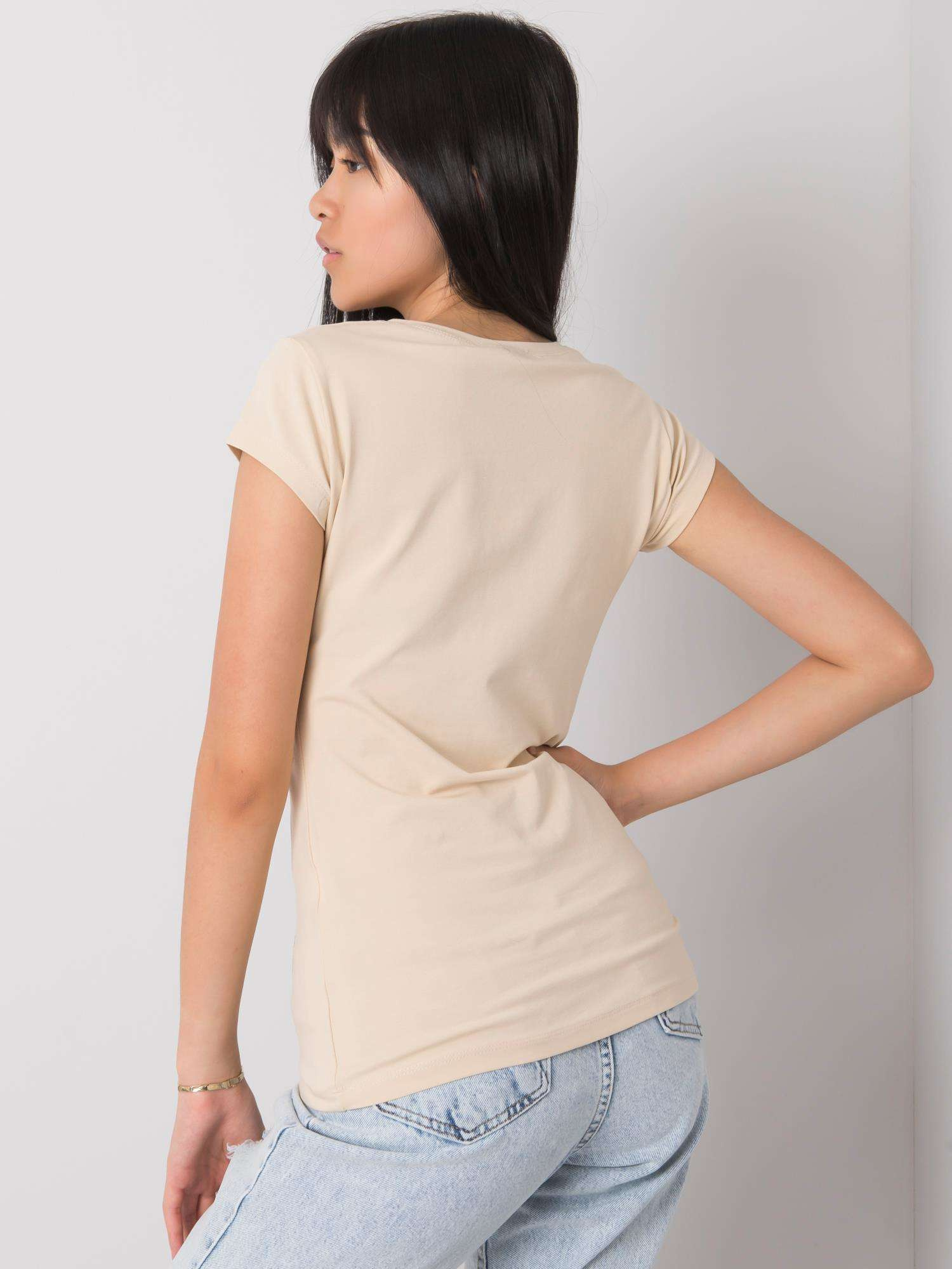 Beżowy t-shirt z aplikacją Haley