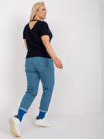 Granatowa wiskozowa bluzka plus size z krótkim rękawem Dina