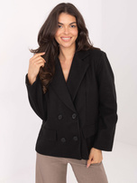 Czarny płaszcz z dwurzędowym zapięciem RUE PARIS