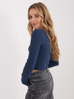 Granatowa bluzka basic z okrągłym dekoltem