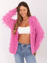 Pink women's cardigan with fringes RUE PARIS.