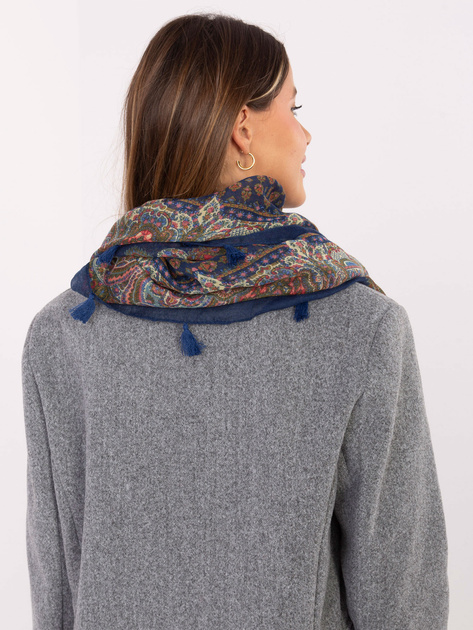 Ciemnoniebieska damska chusta z nadrukiem