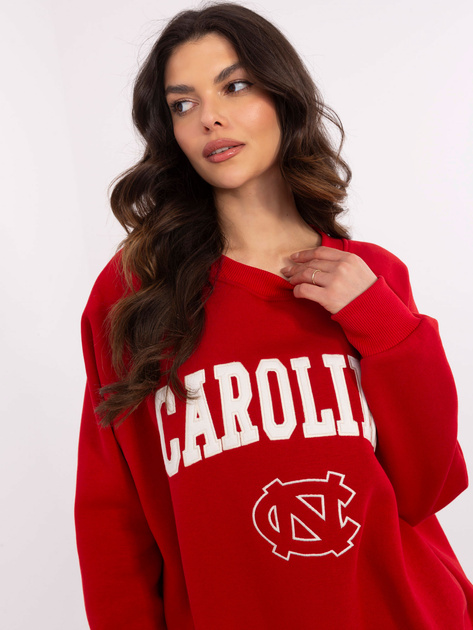 Hurt Czerwona damska bluza bez kaptura z napisem