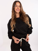 Czarny damski komplet z bluzą bez kaptura