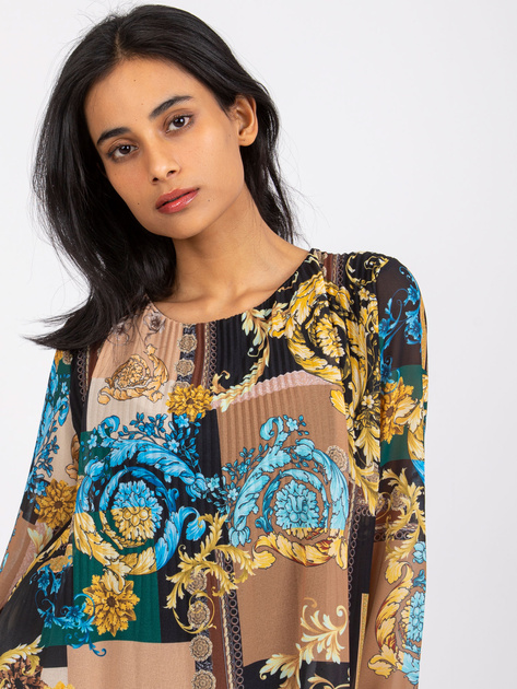 Czarno-beżowa luźna bluzka z printami Amaya