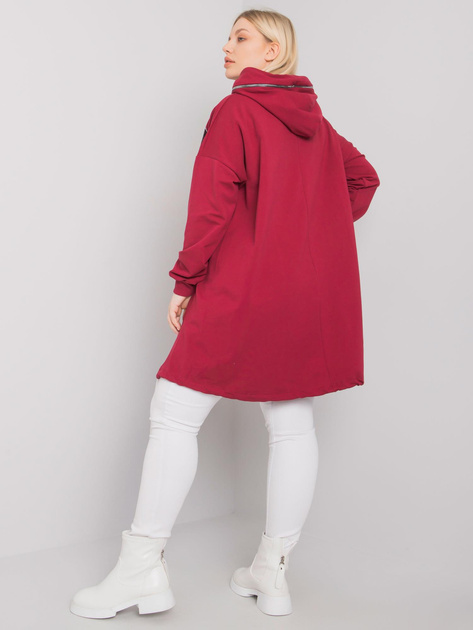 Bordowa bluza z kapturem plus size Ives