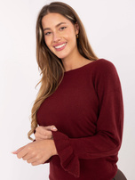 Bordowy damski sweter oversize z wiskozą