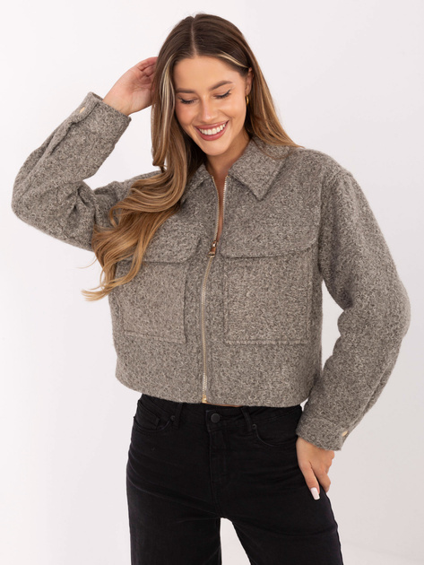 Szara kurtka boucle z kołnierzykiem SUBLEVEL