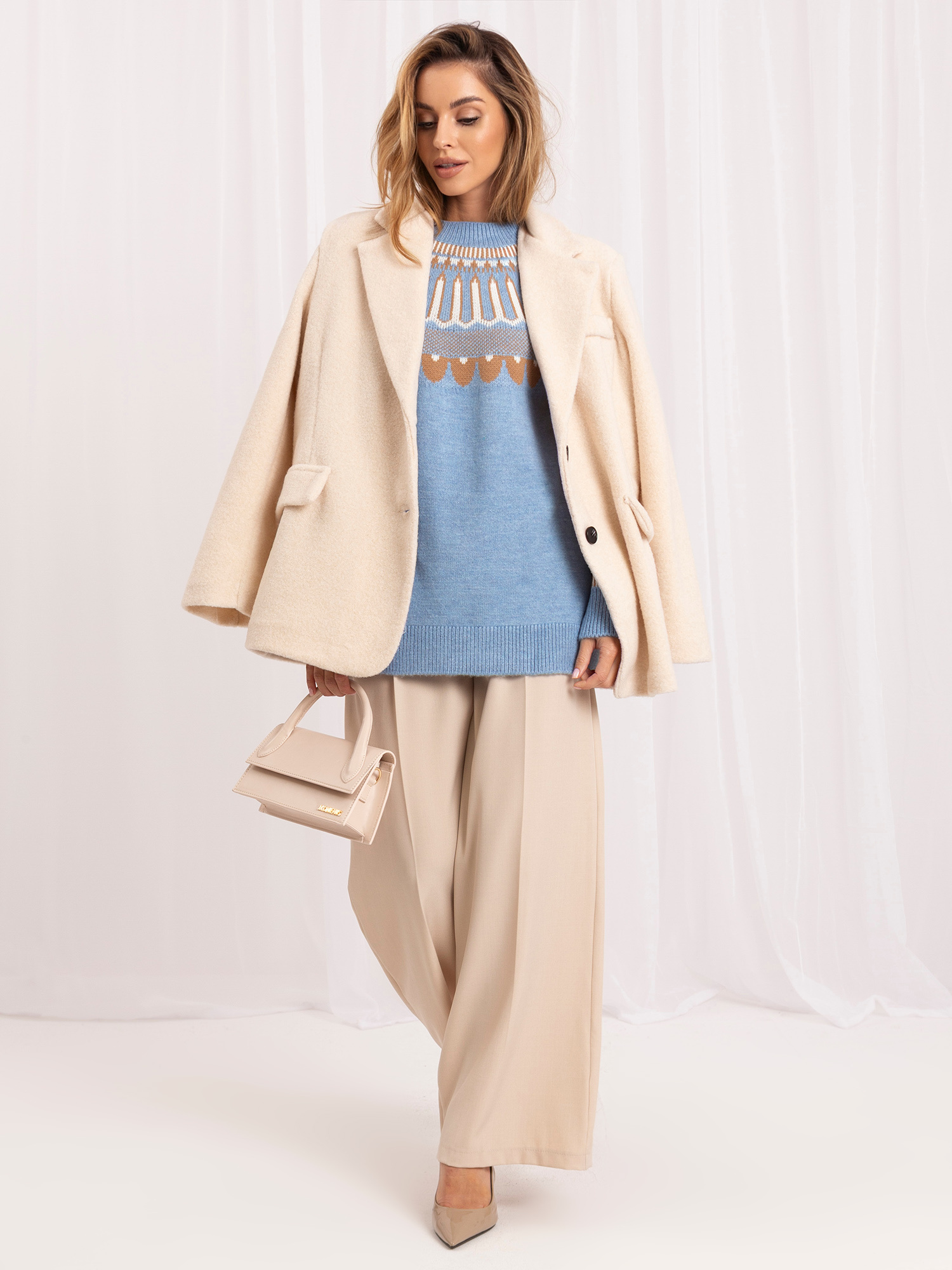 Großhandel Blaues klassisches Sweater mit Muster RUE PARIS.