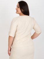 Hurtownia Beżowa bluzka plus size z krótkim rękawem