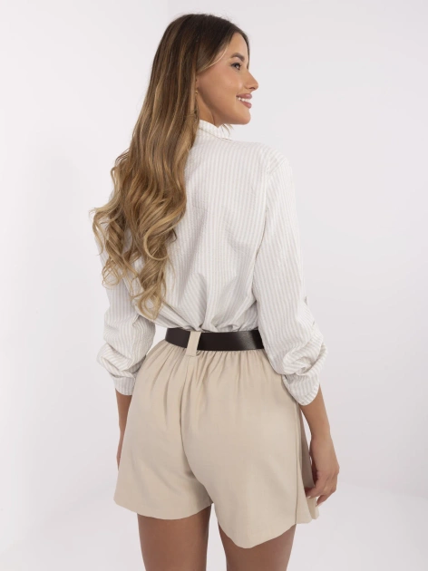 Beżowe damskie spódnico-szorty z plisowaniem