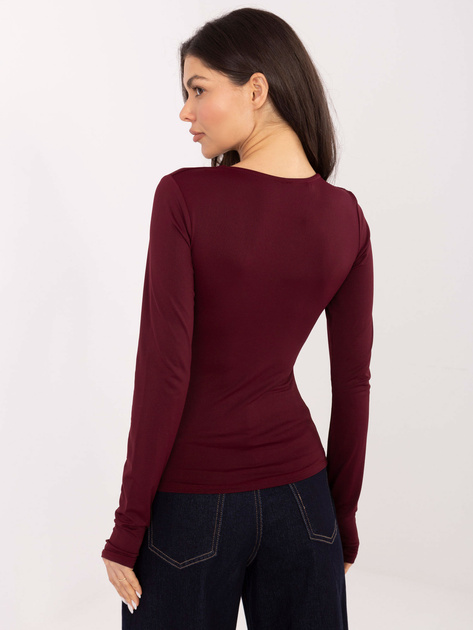 Burgundowa elegancka bluzka z wszytymi miseczkami